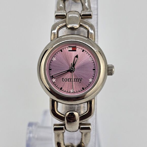 Tommy Hilfiger Women's Watch 22MM Pink Dial Chain Bracelet Band 7" New Battery - Picture 1 of 10